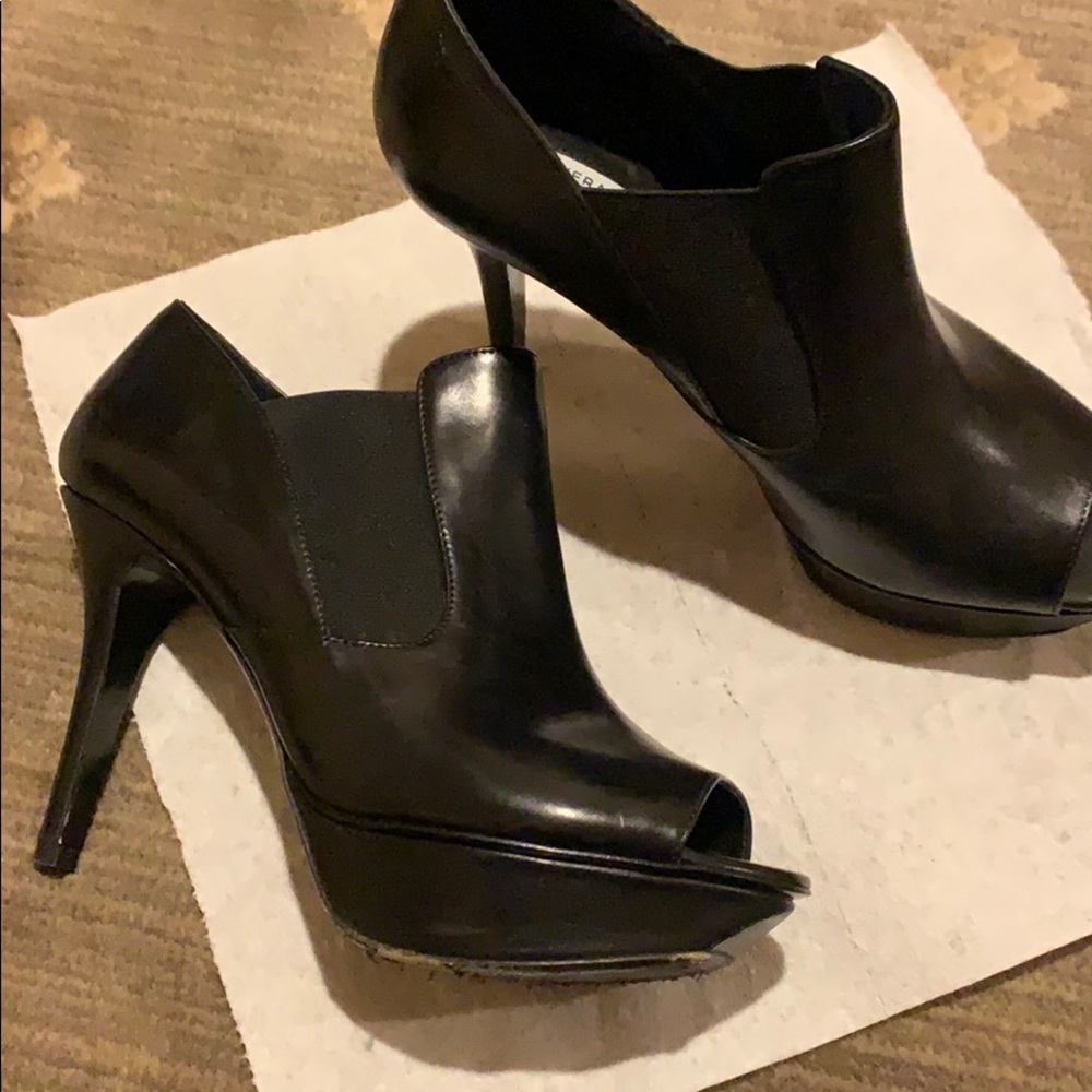 High heel open toe booties by Vera wang